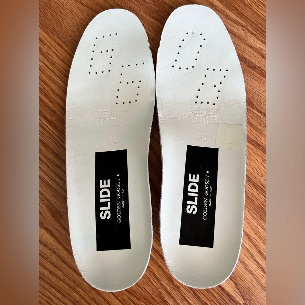 Golden Goose White Leather Slide Silver Glitter Pink Size 36 - Picture 7 of 8